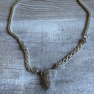 Stella & Dot long jeweled silver necklace